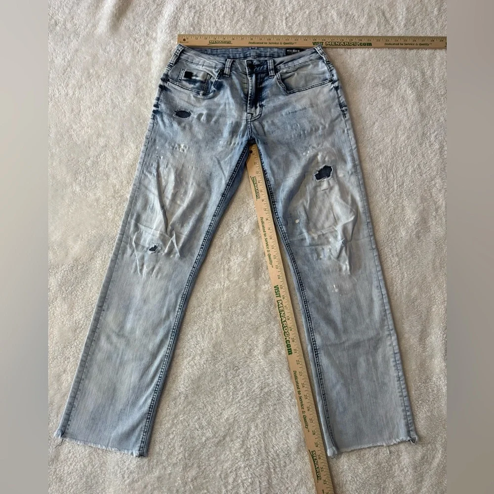 Buffalo David Bitton Light Wash Slim Straight Stretch Distressed Jeans 33x32
